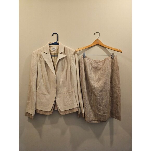 Women's Neiman Marcus Exclusive Linen Blend Jacket/Skirt Suit Size 8 Made in USA - Picture 2 of 16